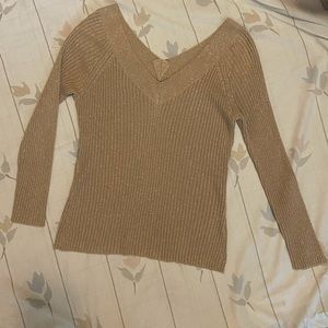 New York & Company sweater, size M, gold metallic
